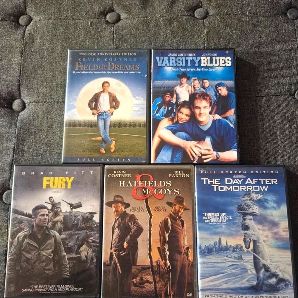 DVD Movie Lot Field of Dreams Fury Varsity Blues Hatfields McCoys 5 Movies